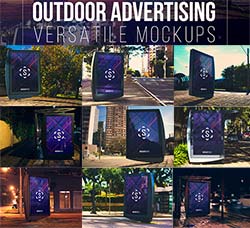 9个不同场景的户外广告展示模型：Outdoor Ad Billboard - 9 Mockups